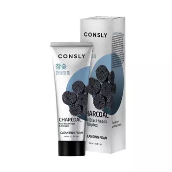 Кремовая пенка для умывания c древесным углем против черных точек, 100мл, Consly Consly Charcoal Anti Blackheads Creamy Cleansing Foam, 100ml