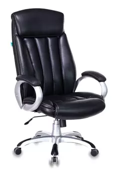 Кресло руководителя Бюрократ T-9922/BLACK-PU черный искусственная кожа (пластик серебро)