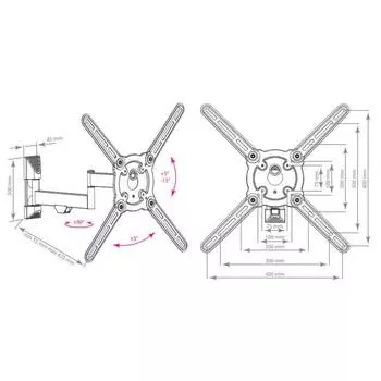 Кронштейн для телевизора Kromax ATLANTIS-15 белый 22"-65" макс.40кг настенный поворот и наклон