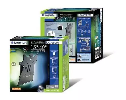 Кронштейн для телевизора Kromax Casper-201 черный 20"-43" макс.30кг настенный наклон
