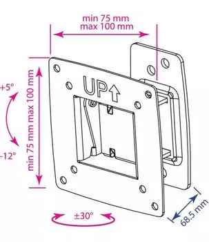 Кронштейн для телевизора Kromax OPTIMA-102 черный 10"-28" макс.25кг настенный поворот и наклон