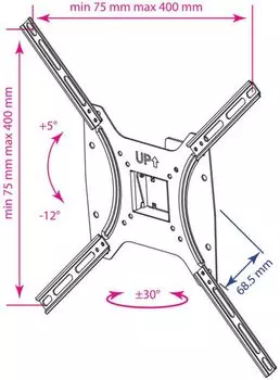 Кронштейн для телевизора Kromax OPTIMA-402 черный 15"-55" макс.25кг настенный поворот и наклон