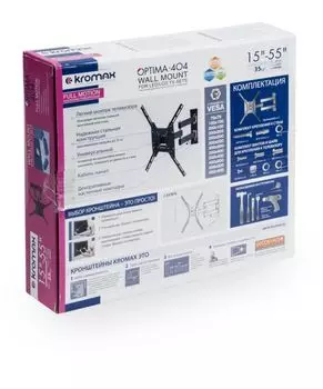 Кронштейн для телевизора Kromax OPTIMA-404 черный 15"-55" макс.35кг настенный поворотно-выдвижной и наклонный