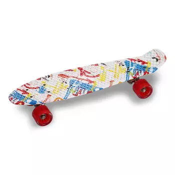 Круизер INDIGO GRAFFITI (шасси алюминиевое, ABEC 7, колеса PU) LS-P2206B 56,5*15 см Бело-сиий-красны