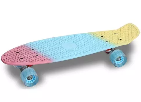 Круизер INDIGO (шасси алюминиевое, ABEC 7, колеса PU), LS-P2206B, Мультицвет Розово-Сине-Желтый, 56,5*15 см