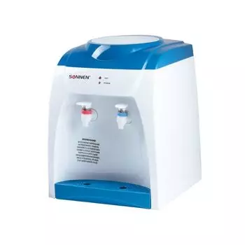 Кулер-водонагреватель БЕЗ ОХЛАЖДЕНИЯ, SONNEN TS-02, настольный, 2 крана, белый/синий, 452416