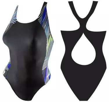 Купальник детский спортивный,"борцовка" с вырезом, принт.вставки, Размер: 28, BG5 32