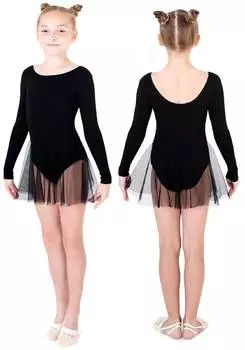 Купальник гимнастический х/б с Юбочкой INDIGO, SM-222, Черный, 36