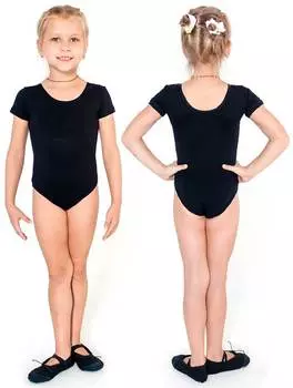 Купальник гимнастический короткий рукав INDIGO х/б, SM-189, Черный, 32