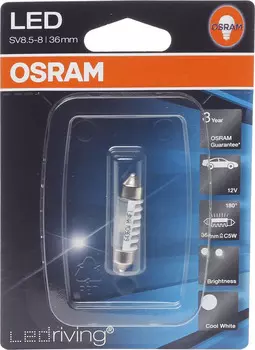 Лампа автомобильная OSRAM C5W (SV8.5-8) 36мм LED Standart Cool White 6000К 12V, 6436CWбл