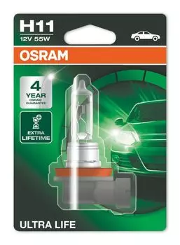 Лампа автомобильная OSRAM H11 55W PGJ19-2 Ultra Life 12V, 64211ULTбл