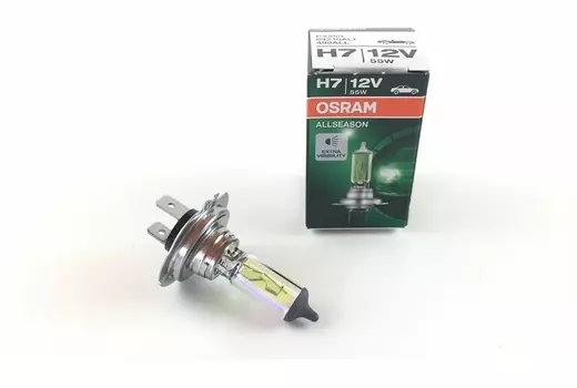 Лампа автомобильная OSRAM H7 55W PX26d Allseason Longlife 3000K 12V, 64210ALL