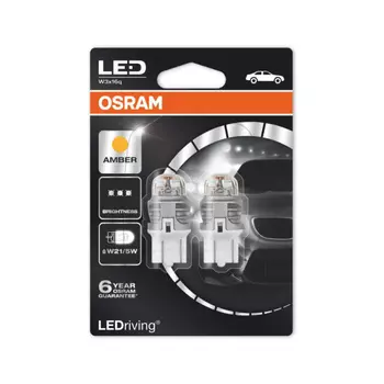 Лампа автомобильная Osram W21/5W LED Premium Amber, 2шт (7915YE-02B)