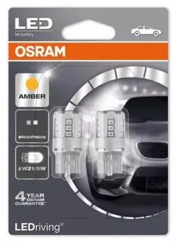 Лампа автомобильная Osram W21/5W LED Standart Amber, 2шт (7715YE-02B)