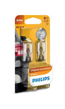Лампа автомобильная Philips W16W 12V-16W, 2шт (12067B2)