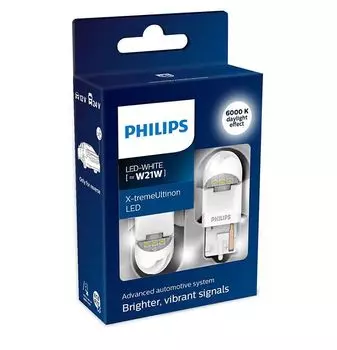 Лампа автомобильная PHILIPS W21W 12/24VLED (W3x16d) White X-tremeUltinon LED, 2шт., 11065XUWX2