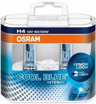 Лампа галогенная OSRAM H4 Cool Blue Intense 12V 60/55W, 2шт., 64193CBI-HCB