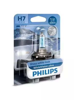 Лампа галогенная PHILIPS H7 White Vision Ultra 12V 55W (PX26d) блистер 1шт, 12972WVUB1