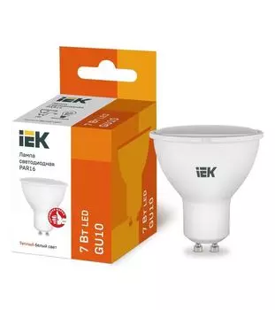Лампа светодиодная ECO PAR16 софит 7Вт 230В 3000К GU10 ИЭК LLE-PAR16-7-230-30-GU10