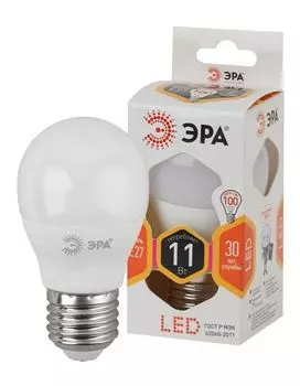 Лампа светодиодная P45-11W-827-E27 шар 880лм ЭРА Б0032987