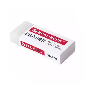 Ластик BRAUBERG EXTRA, 45х17х10 мм, белый, прямоугольный, экологичный ПВХ, картонный держатель, 228076 (60 шт.)