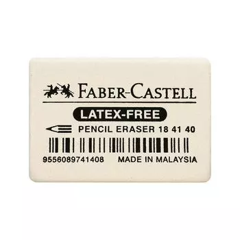 Ластик FABER-CASTELL Latex-Free, 37*25*7мм, белый, прямоугольный, синтет.каучук (40 шт.)