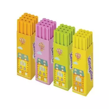 Ластик ЮНЛАНДИЯ "Башенки", 64х15х15 мм, цвет ассорти, картонный держатель, 228719 (32 шт.)