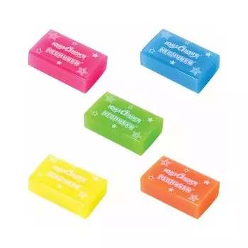 Ластик ЮНЛАНДИЯ НЕОНЧИКИ, 38*24*12 мм, цвета ассорти, ЭКО-ПВХ (30 шт.)
