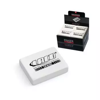 Ластик LACO (Германия), 42x29x10 мм, белый, прямоугольный, натуральный каучук, R 610 (40 шт.)