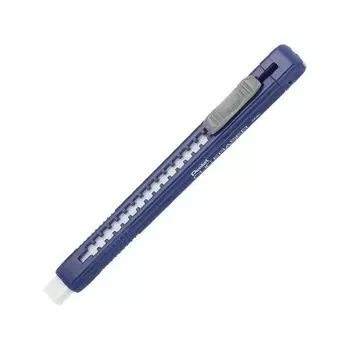 Ластик PENTEL (Япония) Clic Eraser, 117*12*15мм, белый, выдвижной, ПВХ, синий держатель