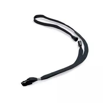 Лента для бейджей DURABLE (Германия), комплект 10 шт., 44 см, текстильная, с боковым замком и клипом, черная, 8119-01