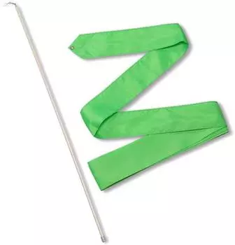 Лента гимнастическая с палочкой 50 см, СЕ4, Зеленый, 4,0 м