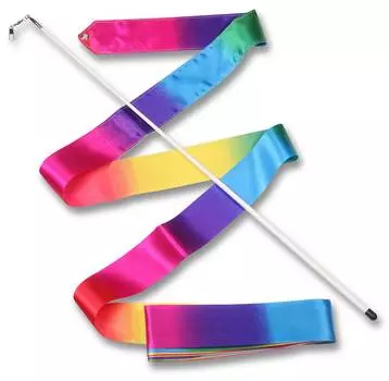 Лента гимнастическая с палочкой 56см, АВ227-24, Радуга, 4,0 м