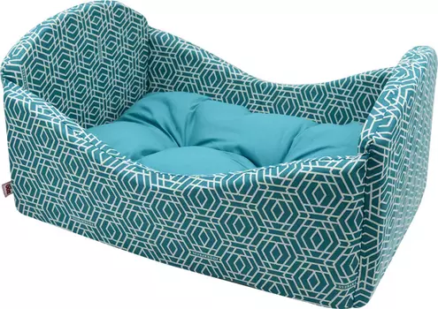 Лежанка для кошек "Кроватка" "Геометрия" бязь № 2 56*41*25 см морская волна 751928