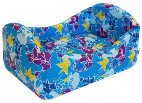 Лежанка для кошек "Кроватка" "Оригами" поплин №1 50*35*23 см лазурная ***751914