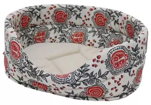 Лежанка для кошек лен + мебельная ткань №2 43*30*16 см бежевая 740321