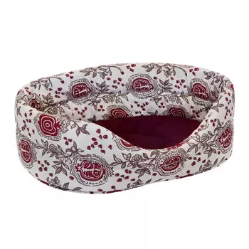 Лежанка для кошек лен + мебельная ткань №2 43*30*16 см бордовая 740323