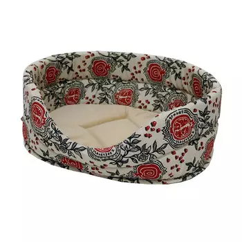 Лежанка для кошек лен + мебельная ткань №3 49*33*17 см бежевая 740331