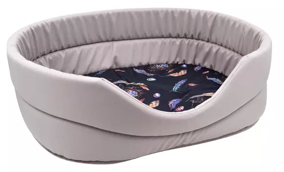 Лежанка для кошек «Птицы» мебельная ткань №4 53*38*18 см светло-серый 700041