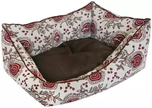 Лежанка для кошек пухлик косая лен + мебельная ткань №2 49*36*22 см коричневая 740424