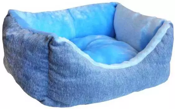 Лежанка для кошек пухлик мебельная ткань+мех №5 61*44*24 см 75025