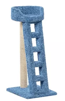 Лежанка с лестницей для кошек ковролин, синий