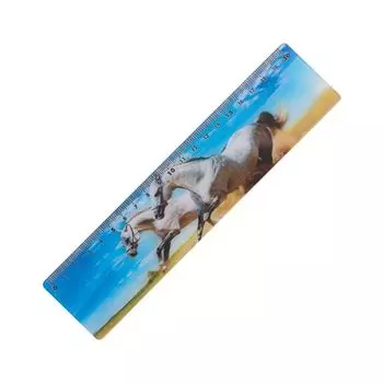 Линейка 3D, 20 см, BRAUBERG, объемная, "Белые кони", европодвес, 210569 (10 шт.)