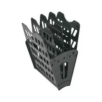 Лоток для бумаг СТАММ, 5-ти секционный, 4 отделения, черный, ЛТ91