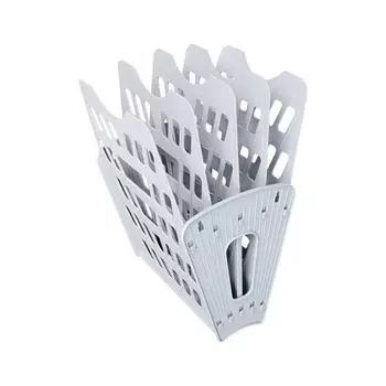 Лоток для бумаг СТАММ, 5-ти секционный, 4 отделения, серый, ЛТ90