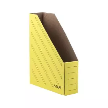 Лоток вертикальный для бумаг STAFF (260х75х320 мм), до 700 листов, микрогофрокартон, ЖЕЛТЫЙ, 128883, (10 шт.)