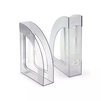 Лоток вертикальный для бумаг СТАММ Респект (290х70х220 мм), прозрачный, ЛТ144