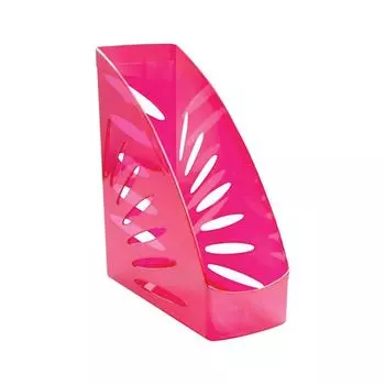 Лоток вертикальный для бумаг, увеличенная ширина (245х110х263 мм), СТАММ Тропик, тонированный розовый, ЛТ358