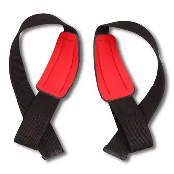 Лямки страховочные для штанги, обратная петля, усиленная с неопреновыми накладками, удлиненные SM-376 Черно-красный