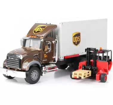 Mack фургон UPS с погрузчиком и паллетами BRUDER 02-828